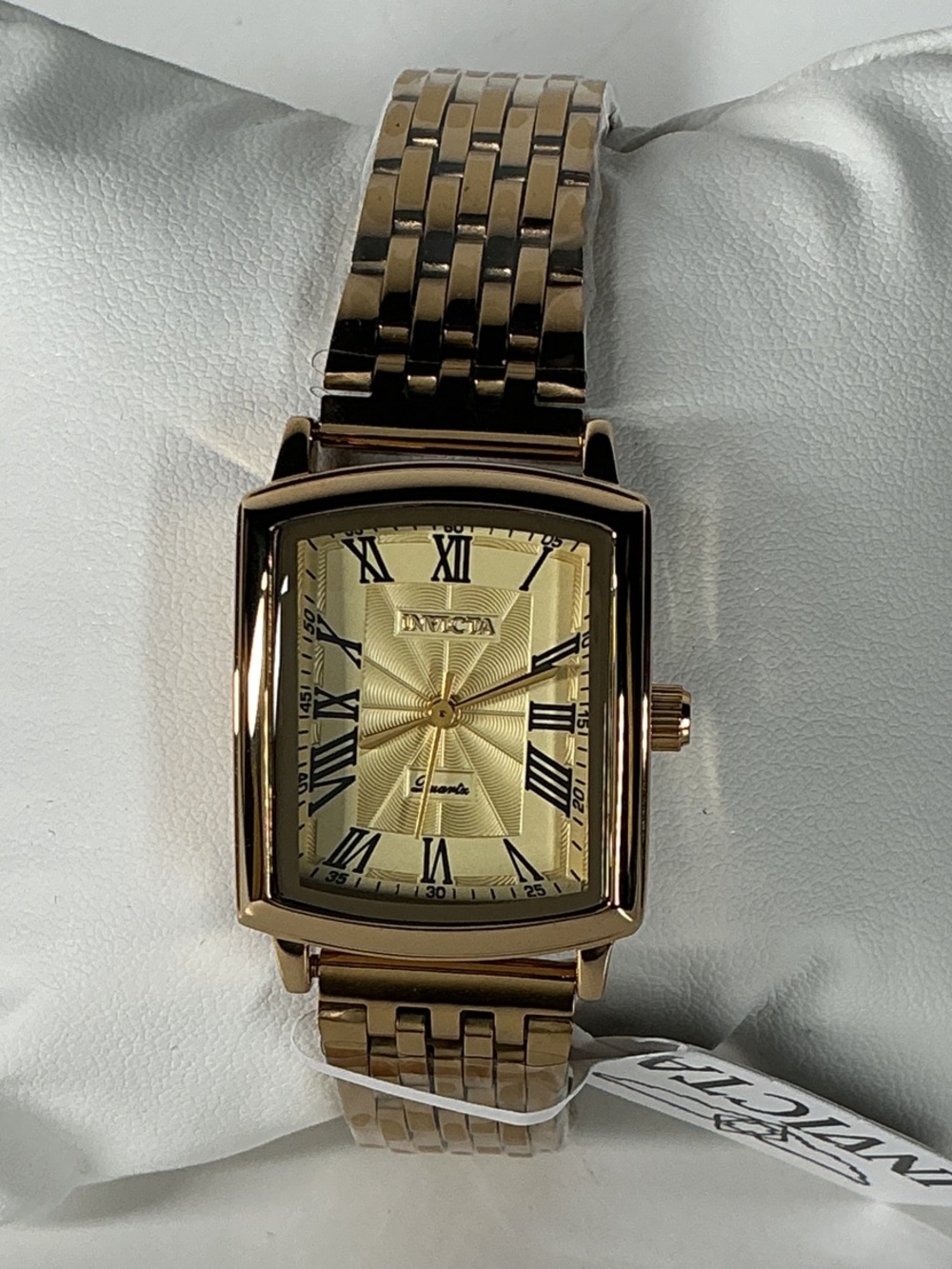Invicta Women’s Gold Rectangular Dress Watch with Roman Numerals 69145